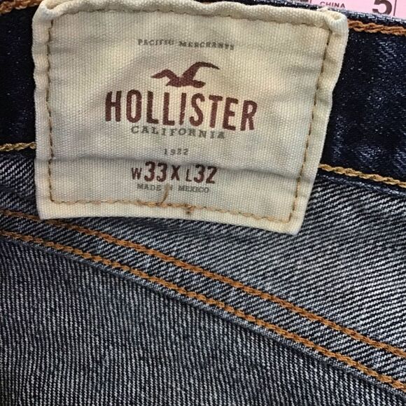 HOLLISTER Men’s Jeans 33 Straight Leg Blue Distressed Denim 100% Cotton - Picture 4 of 13